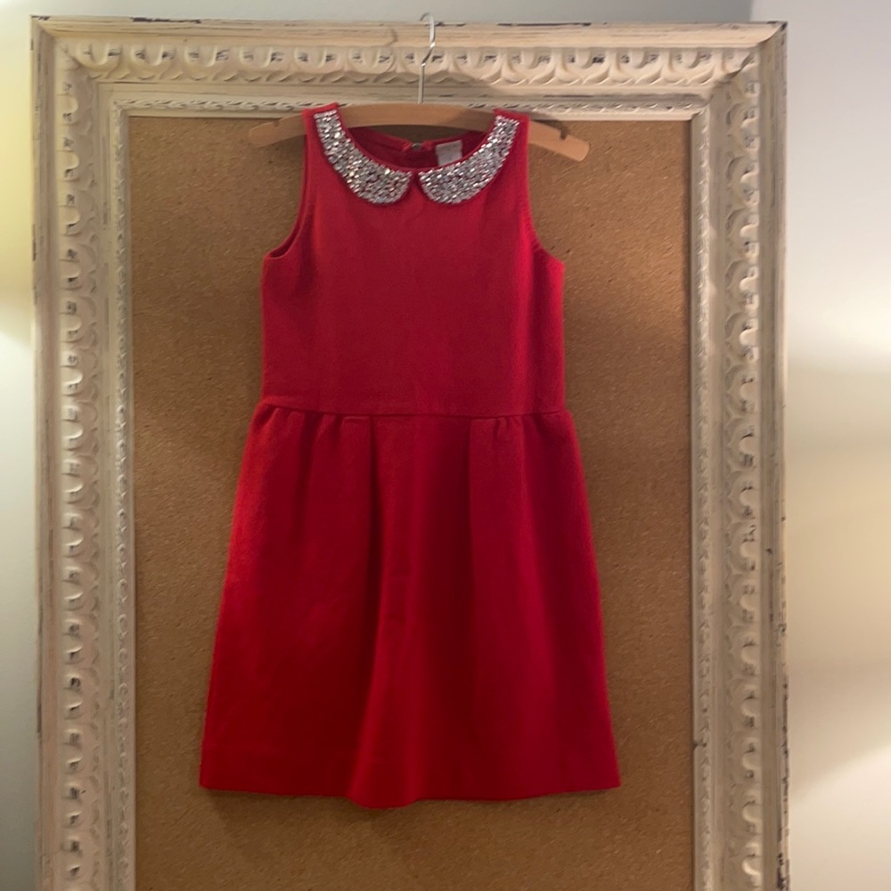 J crew girls size 8 red cotton holiday dress